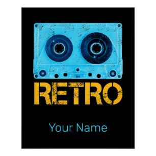 Retro-Kassette für Vintage-Kassetten-80er-Party Poster