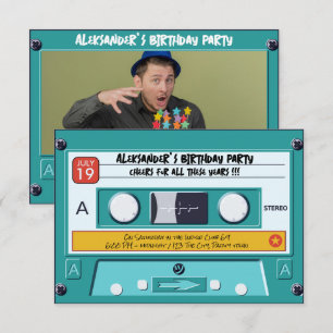 Retro-Kassette Geburtstagseinladung mit Foto Einladung