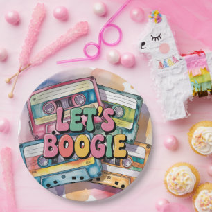 Retro-Kassette Lass uns Boogie Erwachsenen-Geburts Pappteller