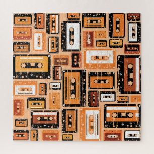 Retro-Kassette Nahtloses Muster Puzzle