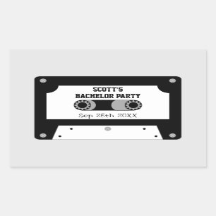 Retro-Kassette Schwarz-Weiß-Junggesellenabschied Rechteckiger Aufkleber