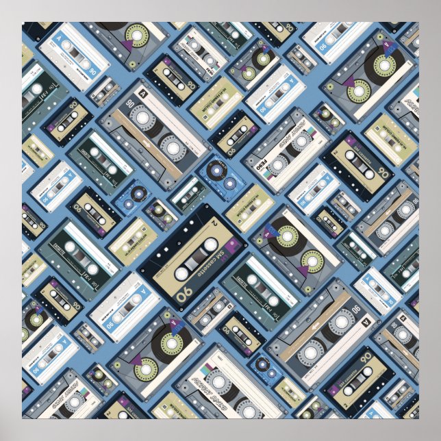Retro-Kassette-Tape-Muster Poster (Vorne)