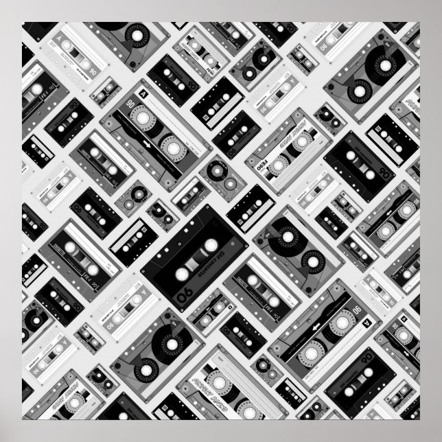 Retro-Kassette-Tape-Muster Poster (Vorne)