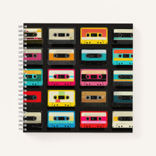 Retro-Kassette-Tonband-Muster – Vintage-Musik Notizbuch
