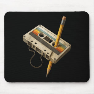 Retro Kassetten Und Bleistift Lustig 80er 90er Mix Mousepad