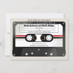 Retro-Kassettenband Beige Grau 90er Engagement Einladung