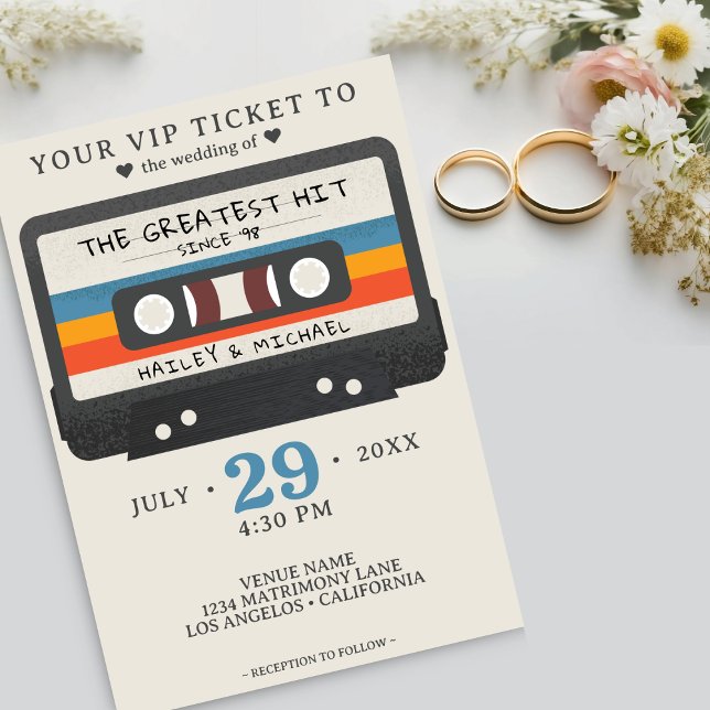 Retro-Kassettenband die Beste Hochzeit Einladung (Retro Cassette Tape The Greatest Hit Wedding Invitation)