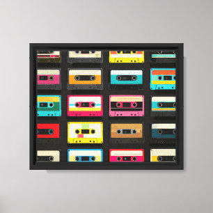 Retro-Kassettenband-Muster – Vintage-Musik Leinwanddruck