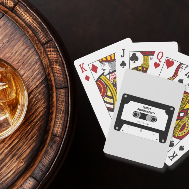 Retro-Kassettenband Schwarz-Weiß-Bachelor-Party Spielkarten (Retro Cassette Tape Black And White Bachelor Party Playing Cards)