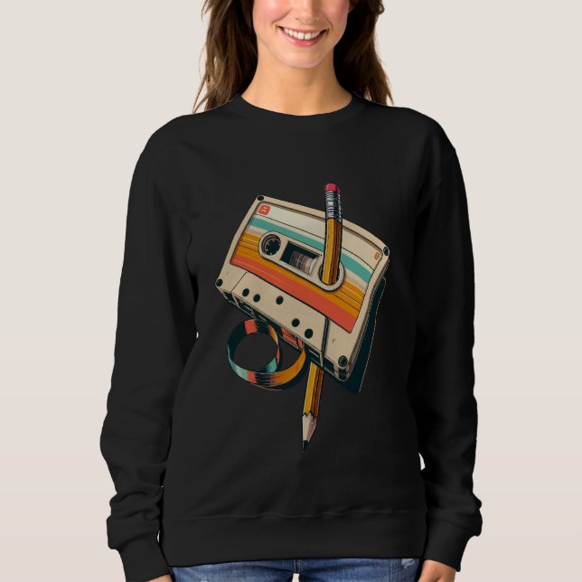 Retro-Kassettenband und Bleistift-Rückspulen Nosta Sweatshirt (Vorderseite)