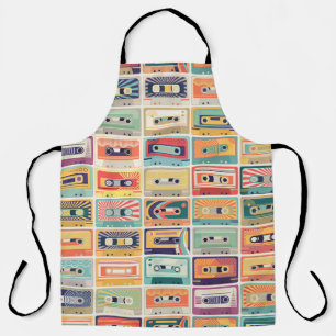 Retro-Kassettentonbänder im Vintage-Muster. Schürze