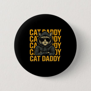 Retro Kat Daddy Style Tiergeschenk für Männer Frau Button