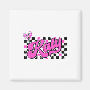 Retro Katy Checkered Coquette Bow Butterfly _1 Magnet