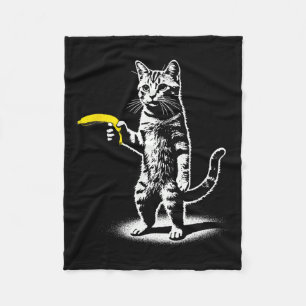 Retro Katz mit Bananenmäuse Männer Frauen Kinder N Fleecedecke