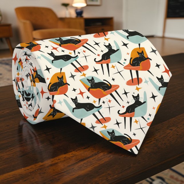 Retro-Katze 50er Grafik-Halstuch Krawatte (Von Creator hochgeladen)