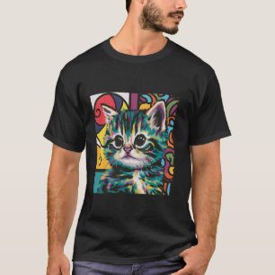 Retro-Katze - Abstrakter lebendiger Pop-Art-Stil, T-Shirt