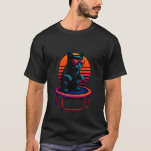 Retro-Katze auf rundem Trampolin Trampolin-Springe T-Shirt