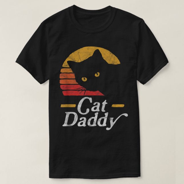 Retro-Katze Daddy Schwarze Katze Design T-Shirt (Design vorne)