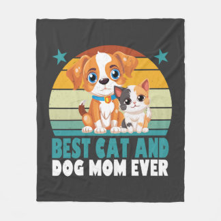 Retro Katze Hund Mama Katze Mama Furmama Welpe Kät Fleecedecke