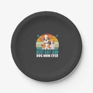 Retro Katze Hund Mama Katze Mama Furmama Welpe Kät Pappteller