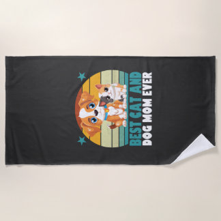 Retro Katze Hund Mama Katze Mama Furmama Welpe Kät Strandtuch