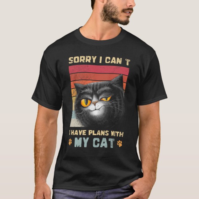 Retro-Katze Ich kann leider keine Pläne für meine  T-Shirt (Vorderseite)