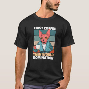 Retro-Katze-Kaffee-Kätzchen Haustier Vintage Sphyn T-Shirt