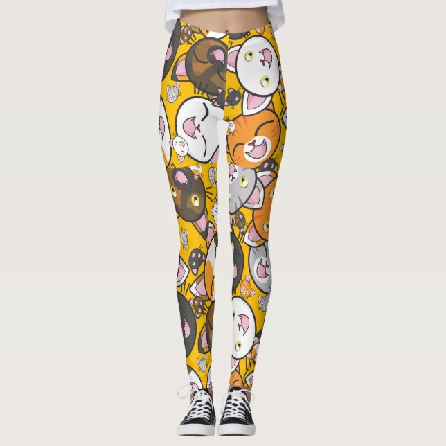 Retro Katze Leggings (Vorderseite)