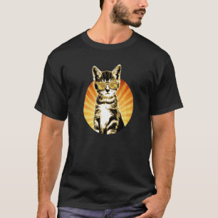 Retro-Katze mit Piloten-Sonnenbrille Vintage-Illus T-Shirt