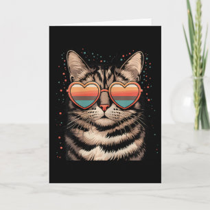 Retro-Katze mit Sonnenbrille Herz Liebe Süße Katze Karte