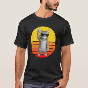 Retro-Katze Rock-Scheinwerfer, Lustige Kitty-Rocks T-Shirt