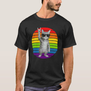 Retro-Katze Rock Spotlight, Lustige Kitty Rockstar T-Shirt