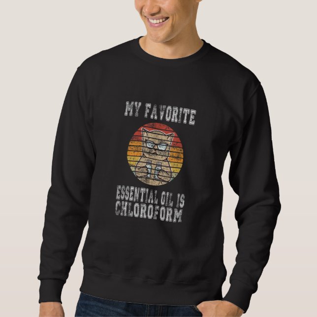 Retro-Katze sagt Mein Lieblings-Ätherisches Öl ist Sweatshirt (Vorderseite)