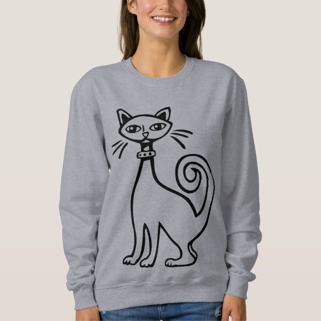 Retro-Katze - Schwarz und Weiß Sweatshirt (Vorderseite)