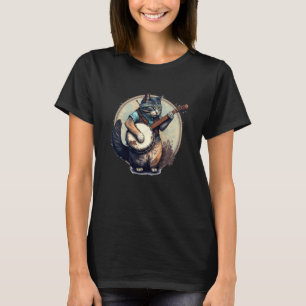 Retro-Katze spielt Banjo Süße Katze Banjo-Spieler T-Shirt