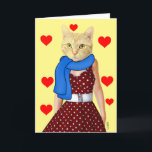 RETRO KATZE TRAGEN EINE DRESS GIRLFRIEND BIRTHDAY  FEIERTAGSKARTE<br><div class="desc">RETRO GINGER KITTY CAT GEBURTSTAGSKARTE.FOR GIRLFRIEND</div>