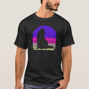 Retro-Katze Vintage-Katze Silhouette Kätzchen Tier T-Shirt