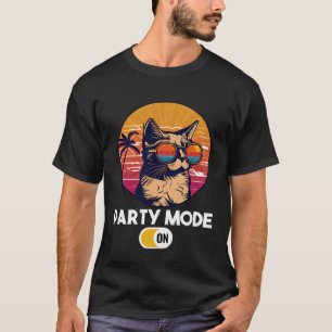 Retro-Katze Vintage-Sonnenuntergang 80er 90er Sonn T-Shirt