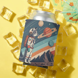 Retro-Katzen-Astronaut Kosmische Raumillustration Dosenkühler