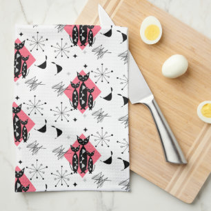 Retro Katzen Atomische Sternexplosion Moderne Mitt Geschirrtuch