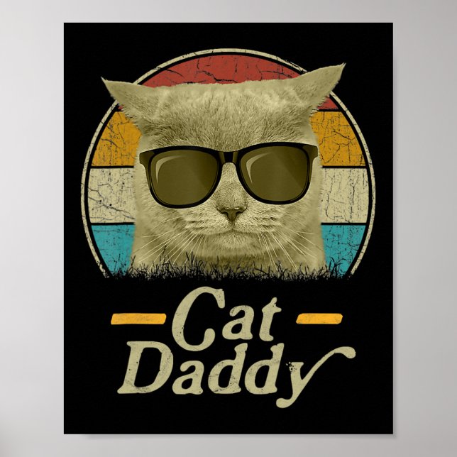 Retro Katzen Daddy 80er 90s Style Cat Retro Cat Su Poster (Vorne)