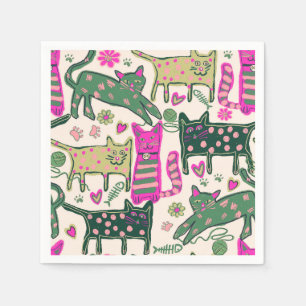 Retro-Katzen-Design Serviette