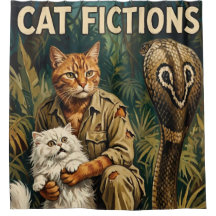 Retro-"Katzen-Fiktionen"-Dschungel-Gefahr-Duschvor