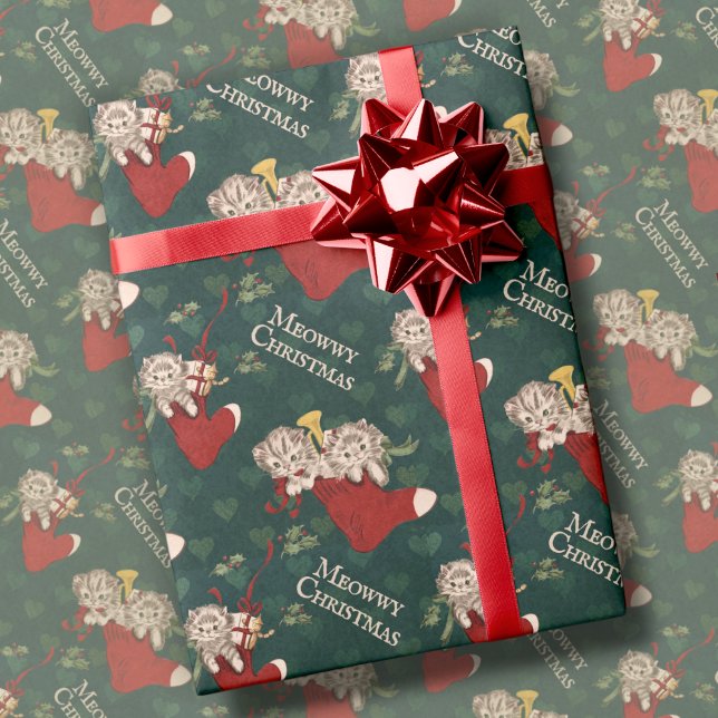 Retro Katzen in Strümpfen Mitten Weihnachten Vinta Geschenkpapier (Von Creator hochgeladen)