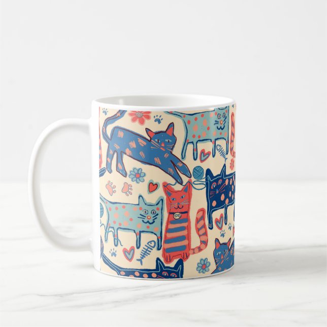 Retro-Katzen  Kaffeetasse (Links)