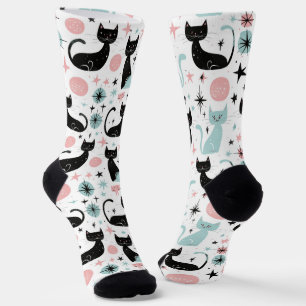 Retro-Katzen Pastell  Socken