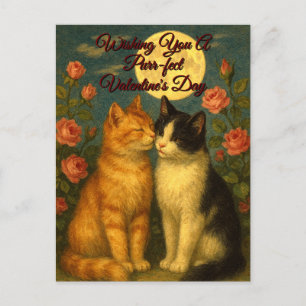 Retro-Katzen Valentinstag Grußkarte Feiertagspostkarte