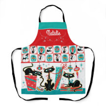 Retro-Katzen-Weihnachts-Schürze - anpassbar