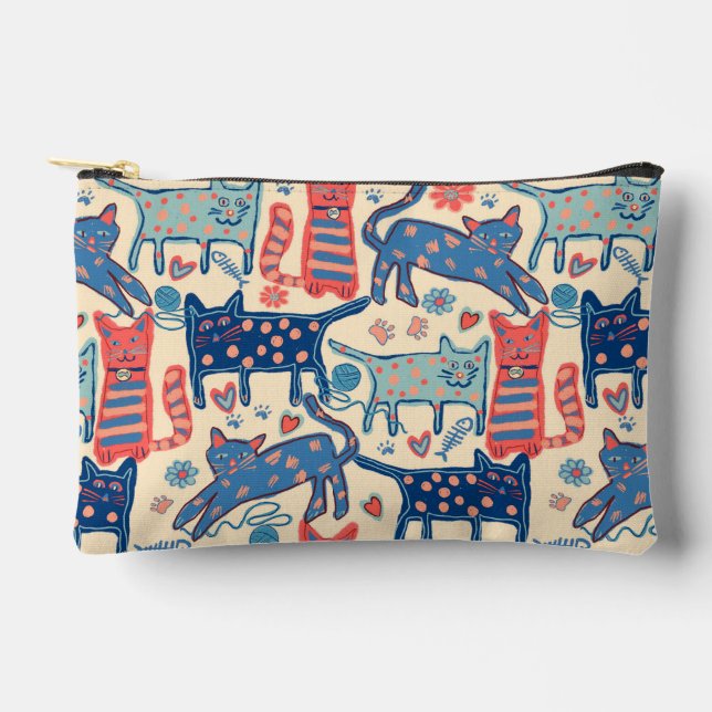Retro-Katzen  Zubehörtasche (Vorderseite)