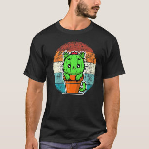 Retro-Katzendorn-Kaktus-Pflanze für Männer Frauen T-Shirt